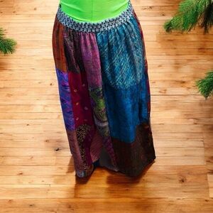 Colorful Silk lined Patchwork capris